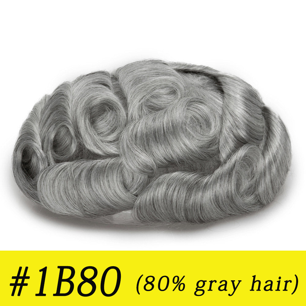 Australia Base: Men's Half Wig | Swiss Lace in Center with Poly skin All Around | Must Have for Traveling