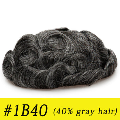 Australia Base: Men's Half Wig | Swiss Lace in Center with Poly skin All Around | Must Have for Traveling
