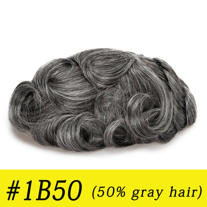 Australia Base: Men's Half Wig | Swiss Lace in Center with Poly skin All Around | Must Have for Traveling
