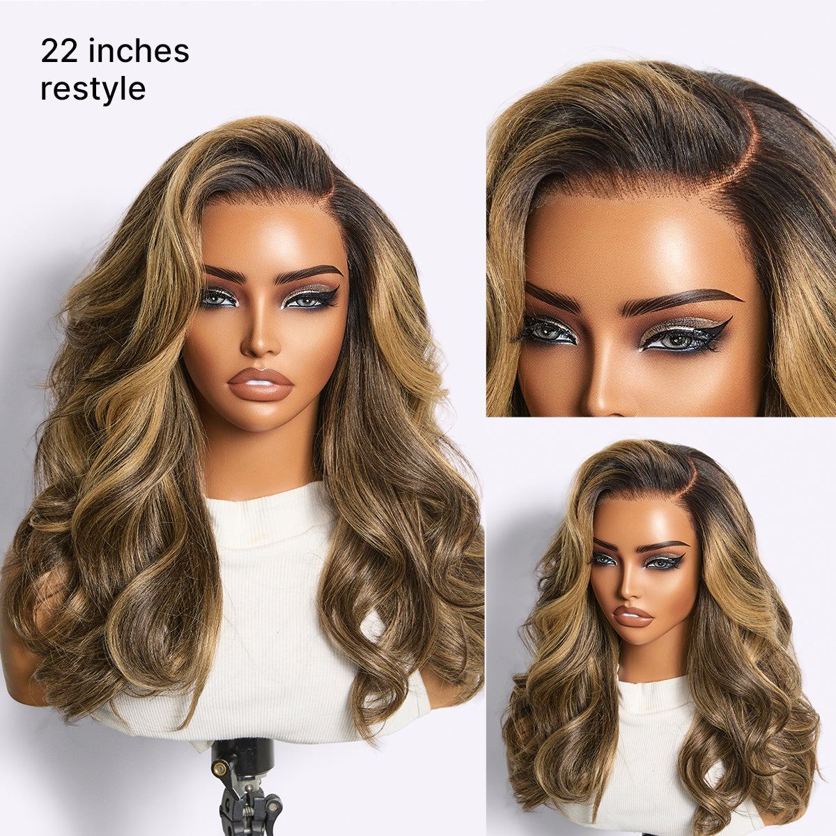 All-Day Comfort Wig 180% Density Blonde Highlight Butterfly Cut Layered Light Yaki Straight Glueless 7x6 Closure HD Lace Wig Pre-Cut Lace