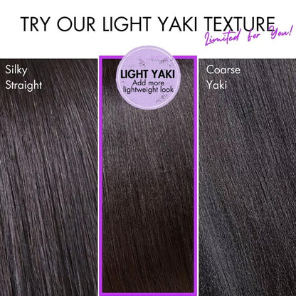 All-Day Comfort Wig 180% Density Blonde Highlight Butterfly Cut Layered Light Yaki Straight Glueless 7x6 Closure HD Lace Wig Pre-Cut Lace