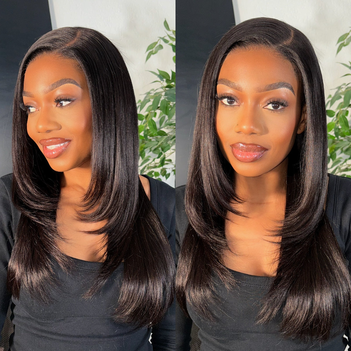 All-Day Comfort Wig 180% Density Blonde Highlight Butterfly Cut Layered Light Yaki Straight Glueless 7x6 Closure HD Lace Wig Pre-Cut Lace
