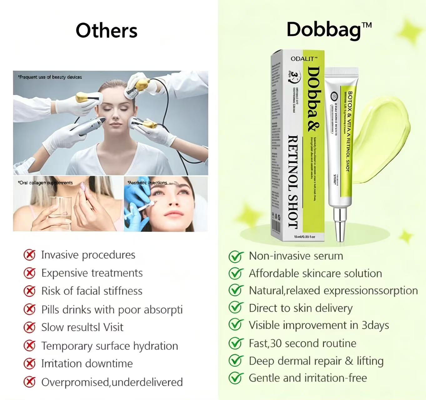 [🔥Last Day 70% OFF] Dobbag™ Botox & Retinol Shot - Eraser for Deep Wrinkles, Sagging Jowls & Puffy Eyes