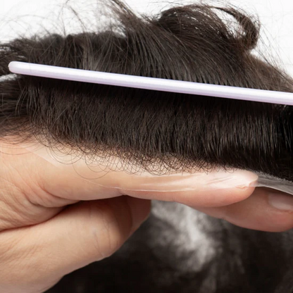 Australia Base: Men's Half Wig | Swiss Lace in Center with Poly skin All Around | Must Have for Traveling